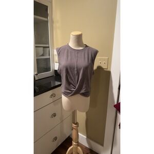 QINSEN Women's Crewneck Twist Front Crop Tank Fawn Soft Fashionable Comfort XL